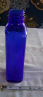 Cobalt Blue Glass Medicine Or Poison Bottle *Antique* Vertical Ridges